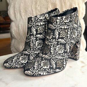 Sam Edelman Gold and Silver Embroidered Booties
